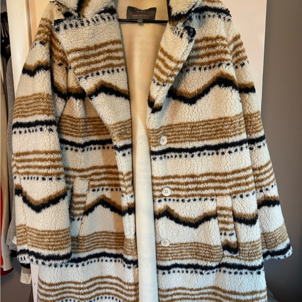 Torrid Size 0 Black and Brown Patterned Teddy Jacket